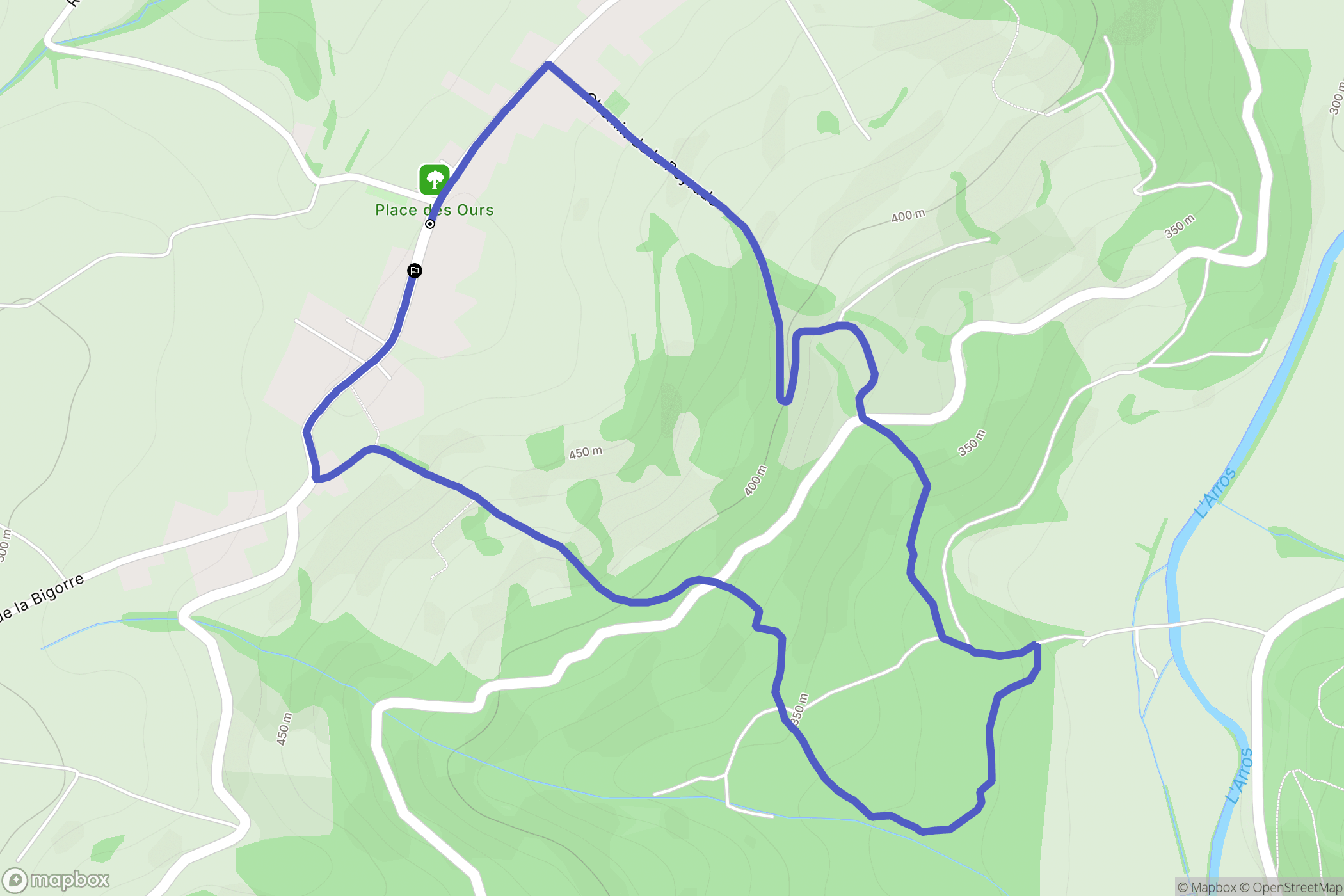 Artiguemy : carte du parcours de randonnée - France