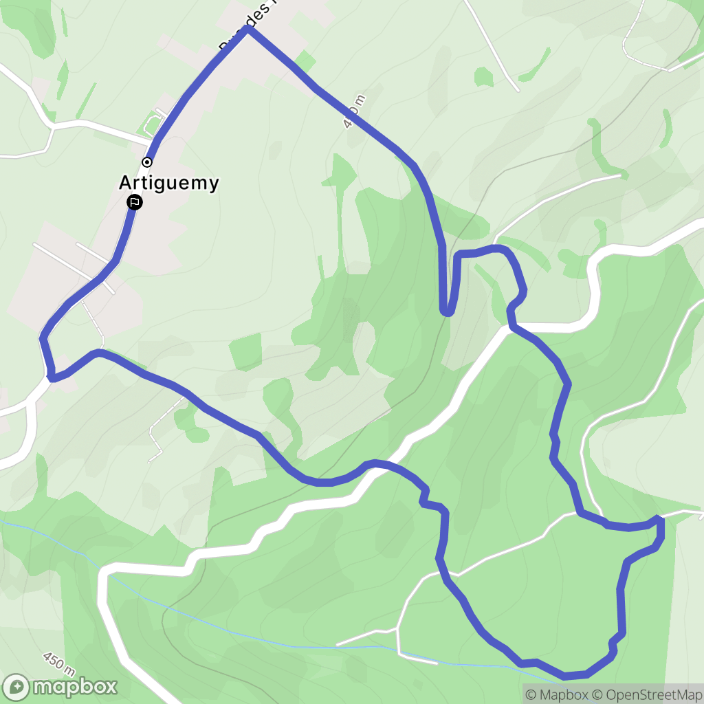 Artiguemy : carte du parcours de randonnée - France