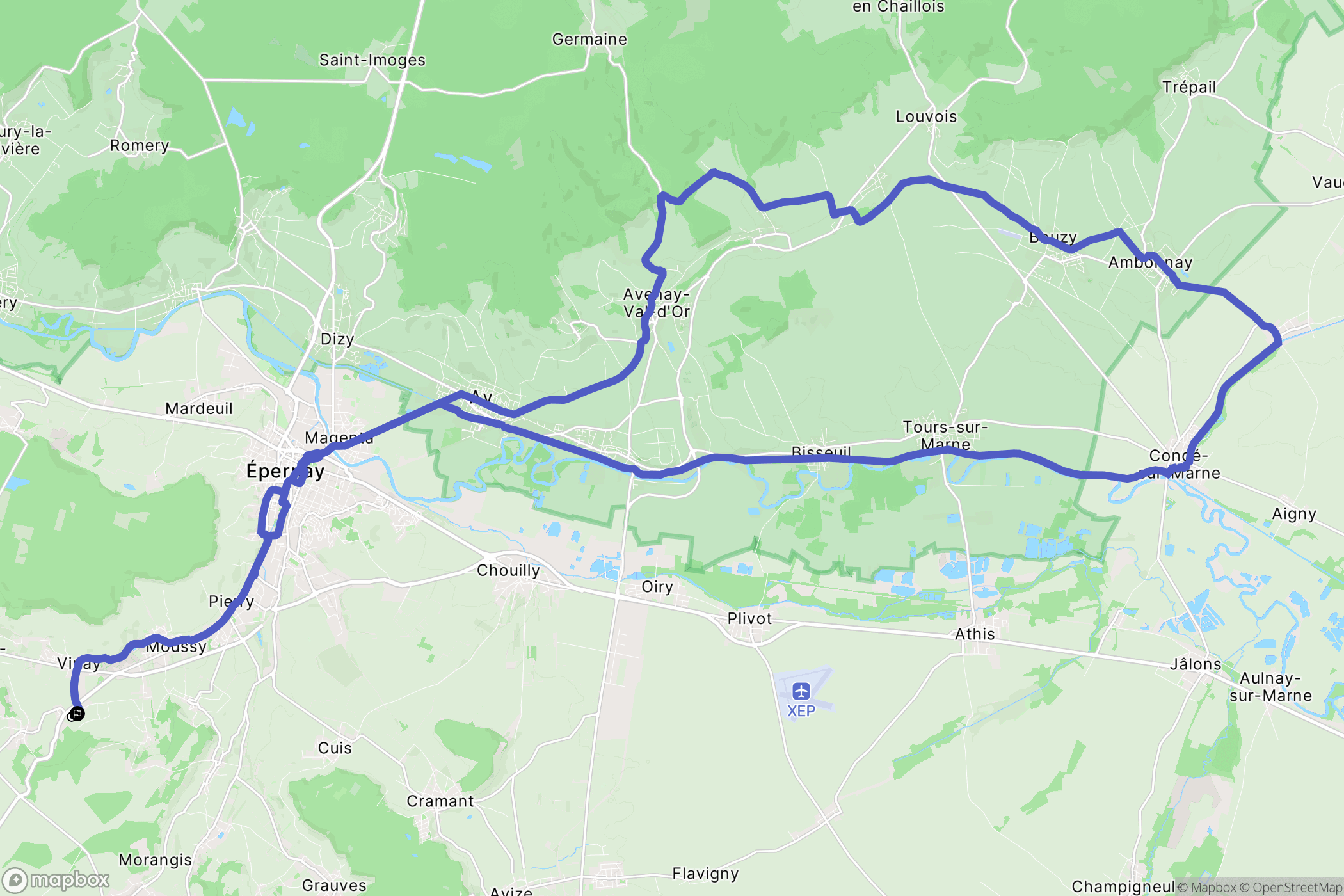 Brugny-Vaudancourt : carte du parcours de randonnée - France