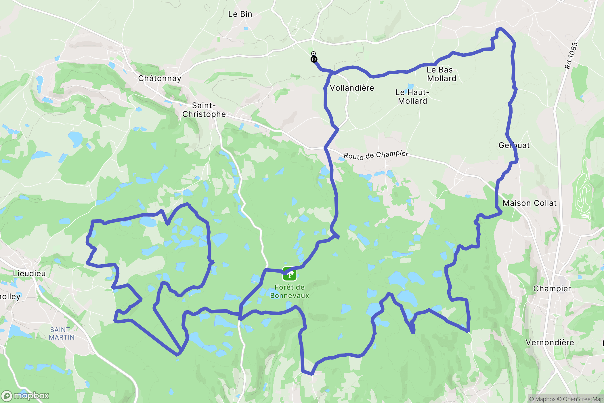Chatonnay : carte du parcours de randonnée - France