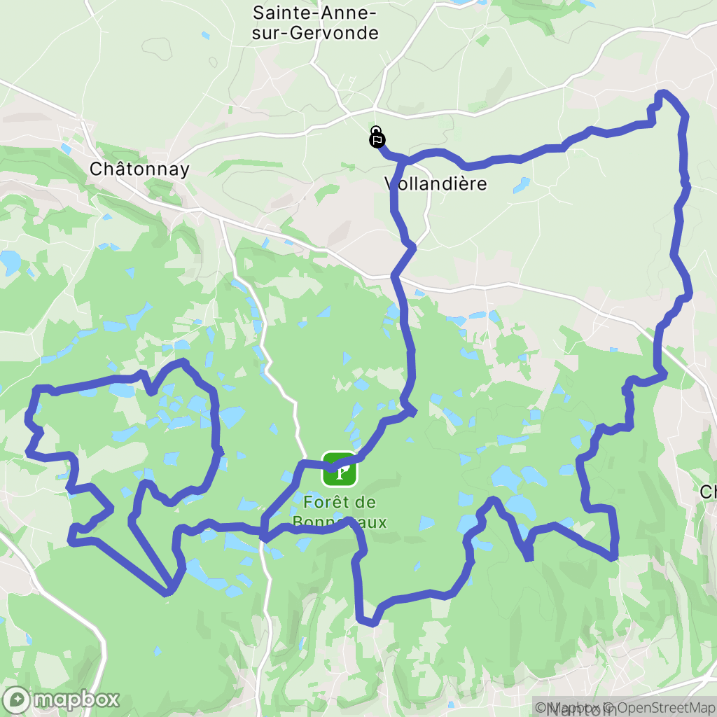 Chatonnay : carte du parcours de randonnée - France