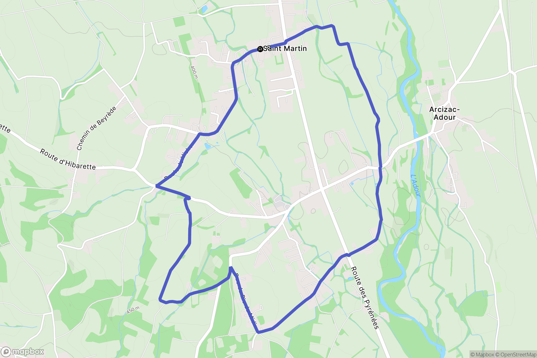Saint-Martin : carte du parcours de randonnée - France