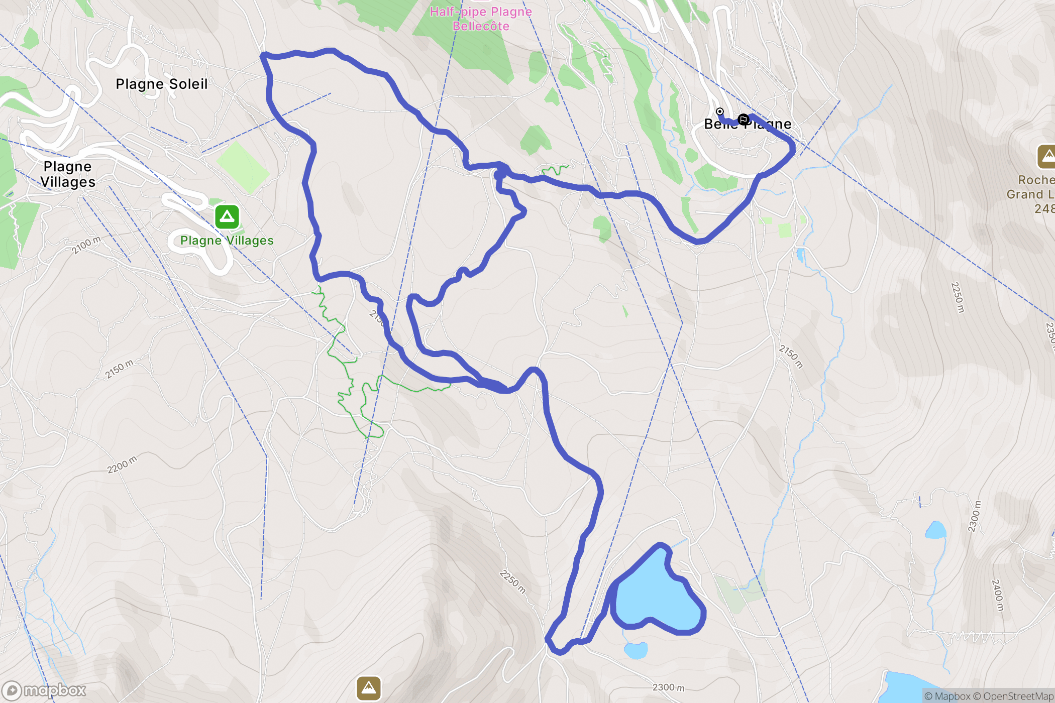 La Plagne-Tarentaise : carte du parcours de randonnée - France