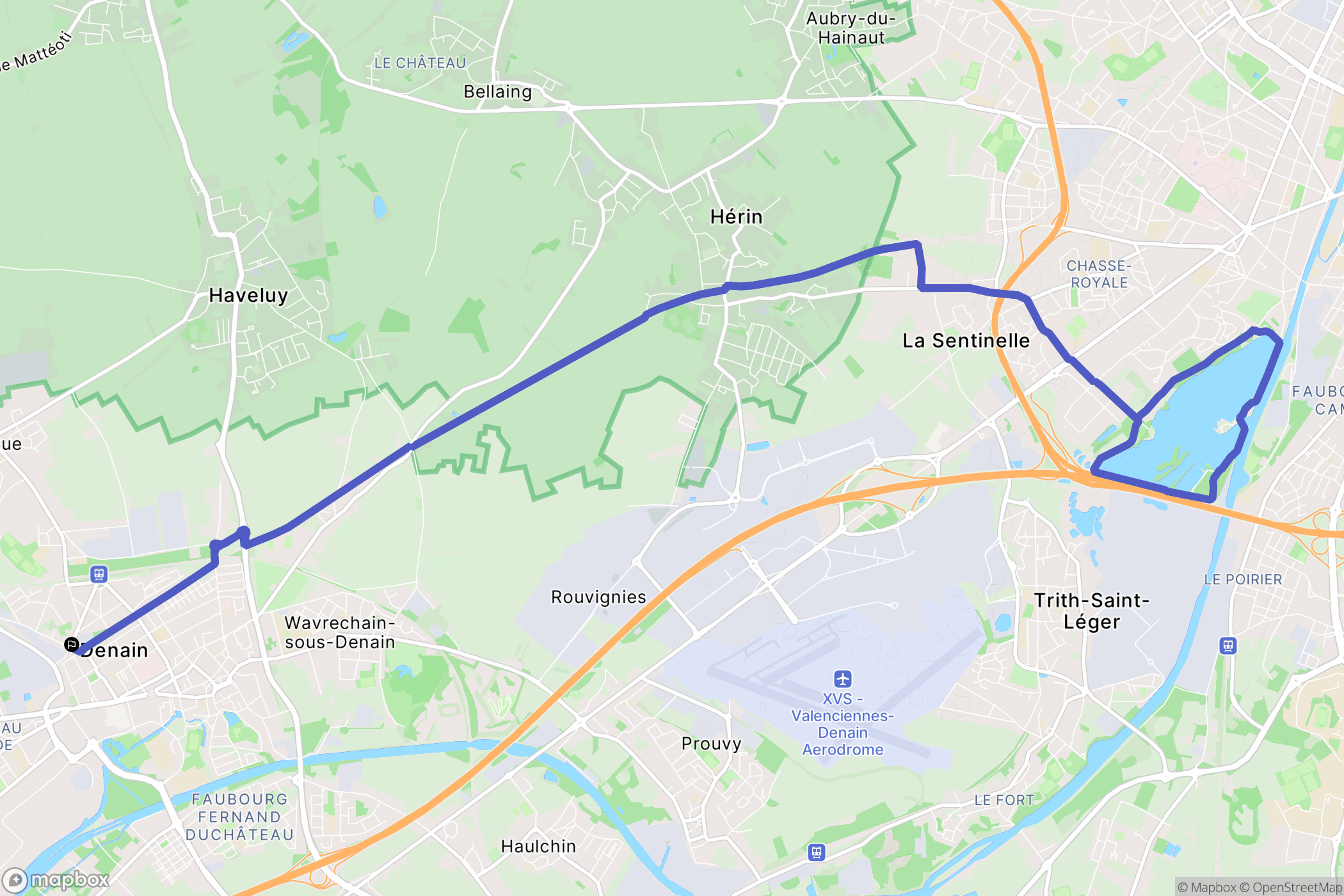 Denain : carte du parcours de randonnée - France