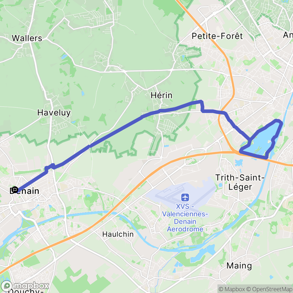 Denain : carte du parcours de randonnée - France