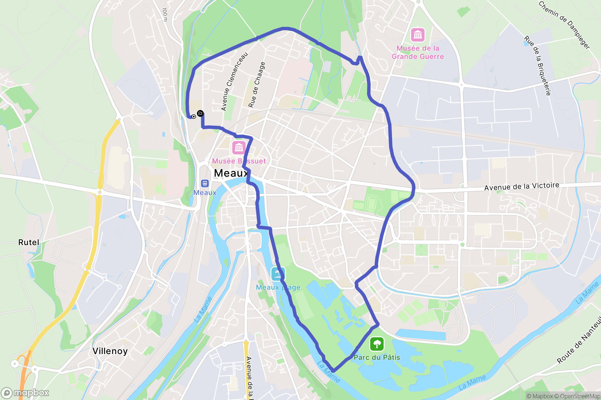 Meaux : carte du parcours de randonnée - France