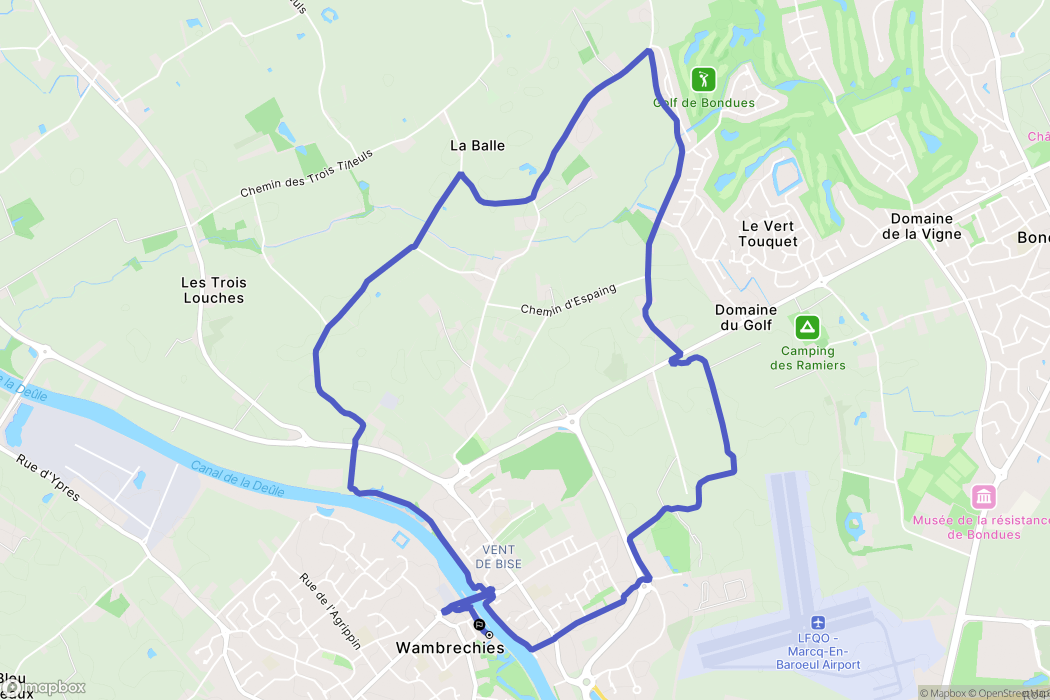 Wambrechies : carte du parcours de randonnée - France