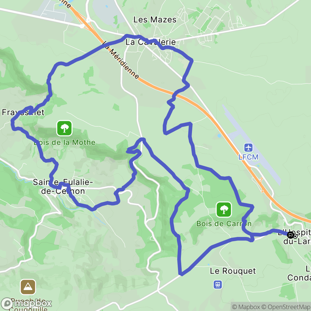 L'Hospitalet-du-Larzac : carte du parcours de randonnée - France