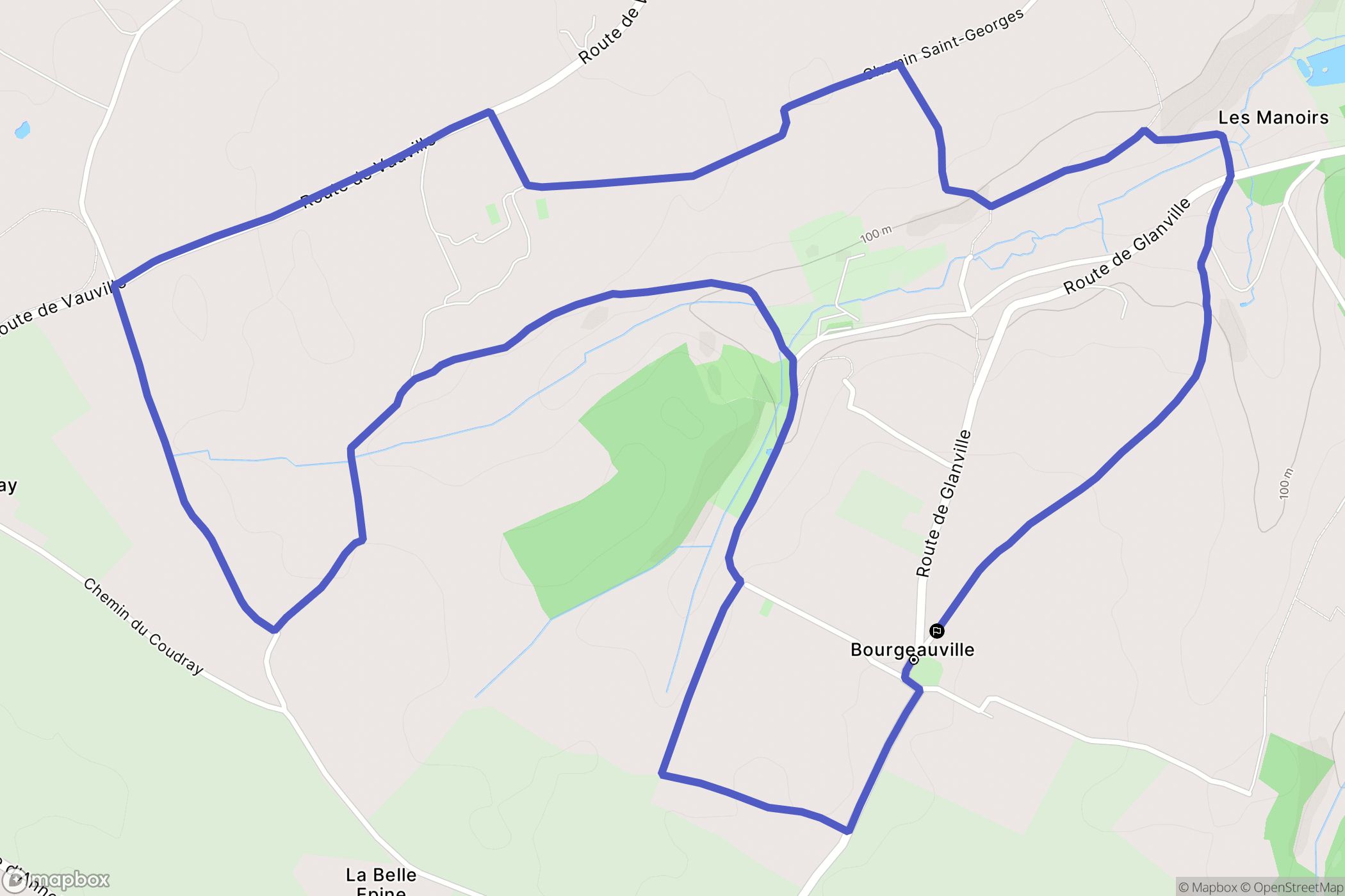 Bourgeauville : carte du parcours de randonnée - France