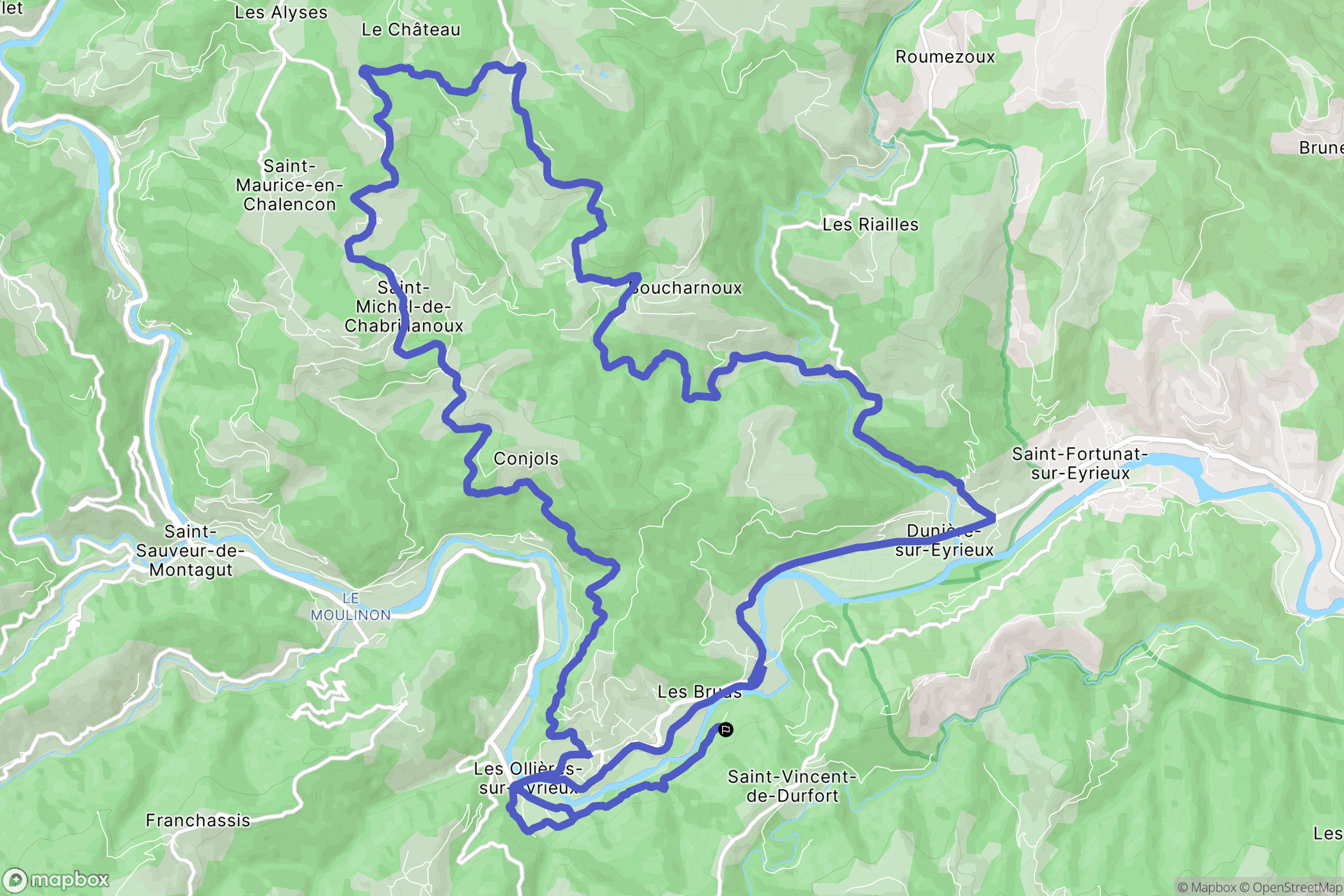 Saint-Vincent-de-Durfort : carte du parcours de randonnée - France