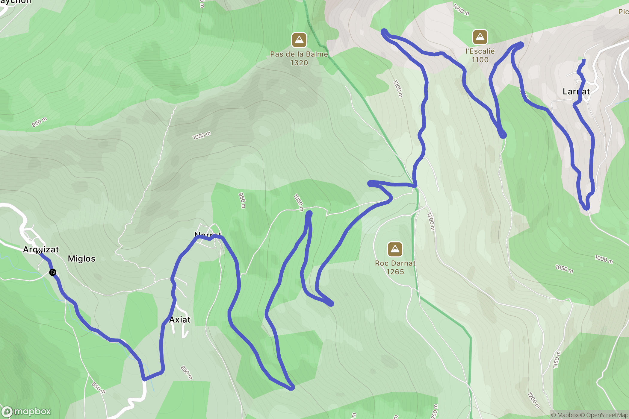 Miglos : carte du parcours de randonnée - France