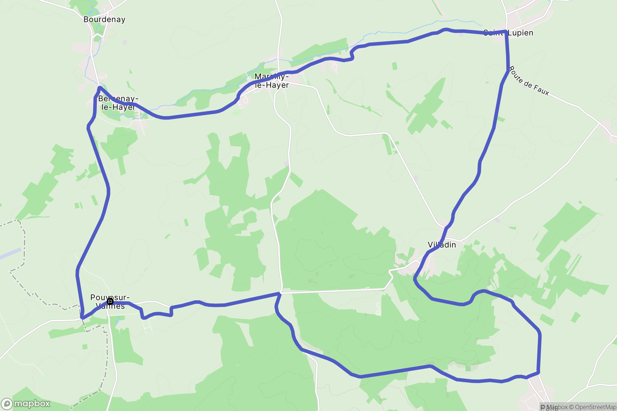 Pouy-sur-Vannes : carte du parcours de randonnée - France