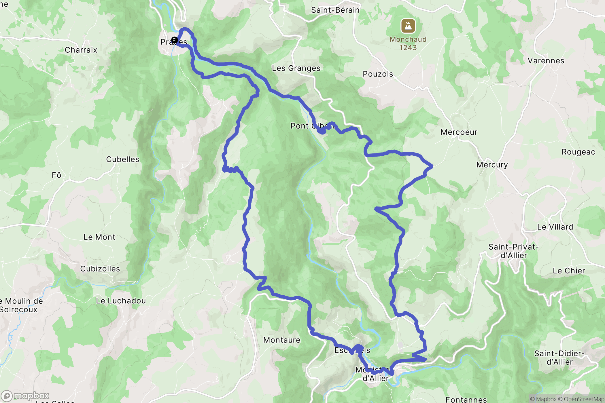 Prades : carte du parcours de randonnée - France