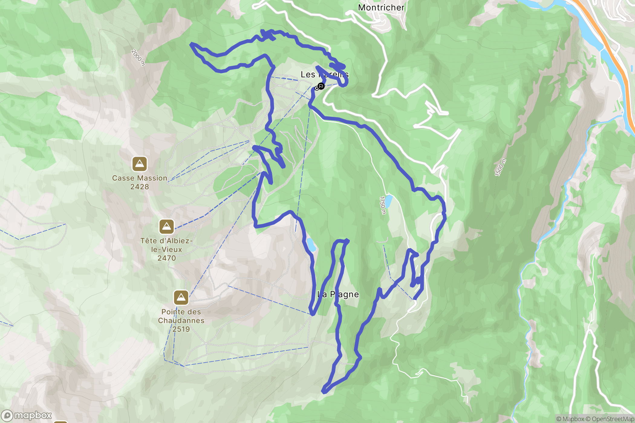 Montricher-Albanne : carte du parcours de randonnée - France