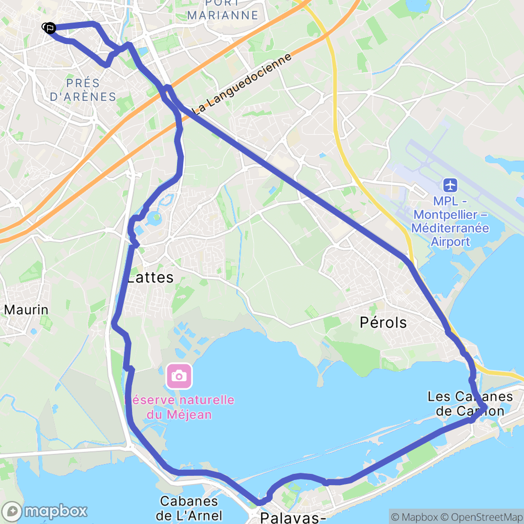 Montpellier : carte du parcours de randonnée - France