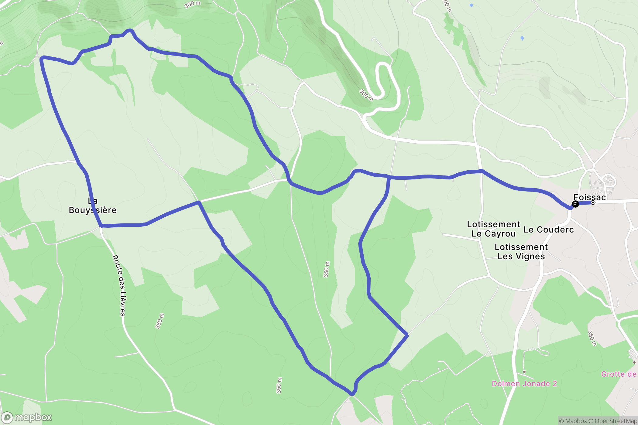 Foissac : carte du parcours de randonnée - France