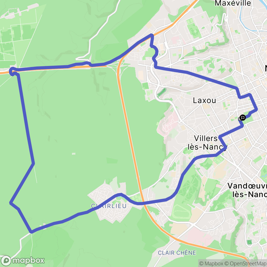 Nancy : carte du parcours de randonnée - France