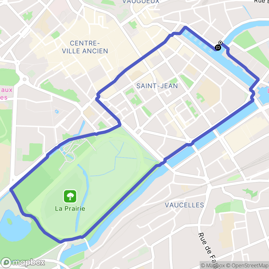 Caen : carte du parcours de randonnée - France