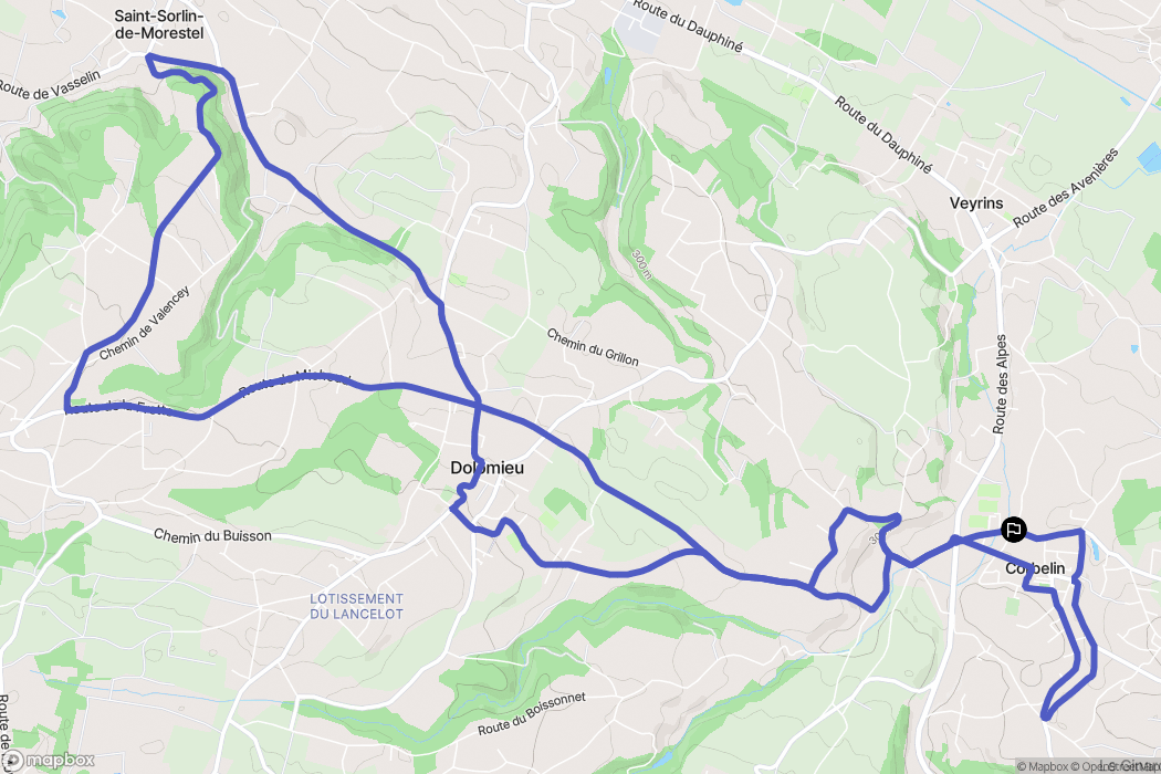 Corbelin : carte du parcours de randonnée - France