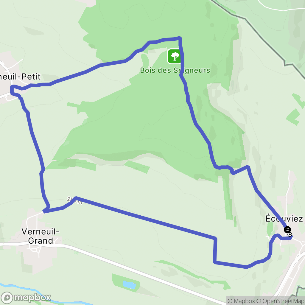 Écouviez : carte du parcours de randonnée - France