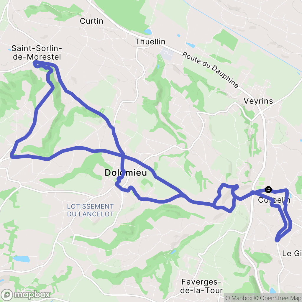 Corbelin : carte du parcours de randonnée - France