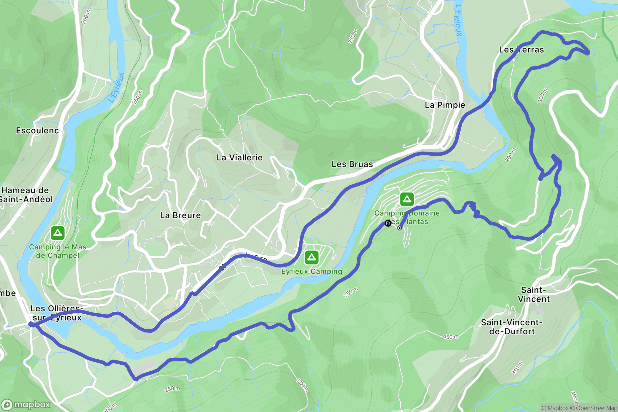 Saint-Vincent-de-Durfort : carte du parcours de randonnée - France