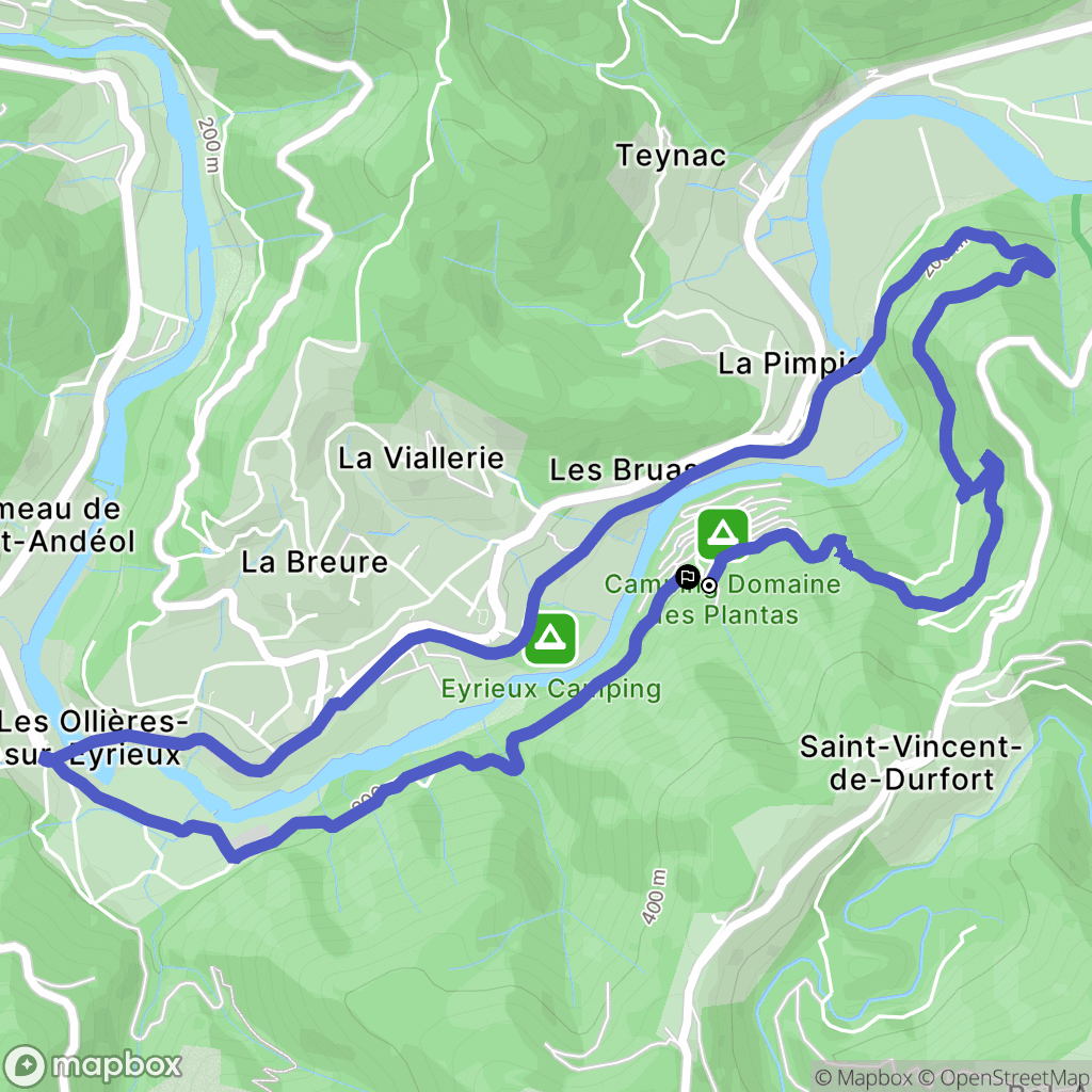 Saint-Vincent-de-Durfort : carte du parcours de randonnée - France