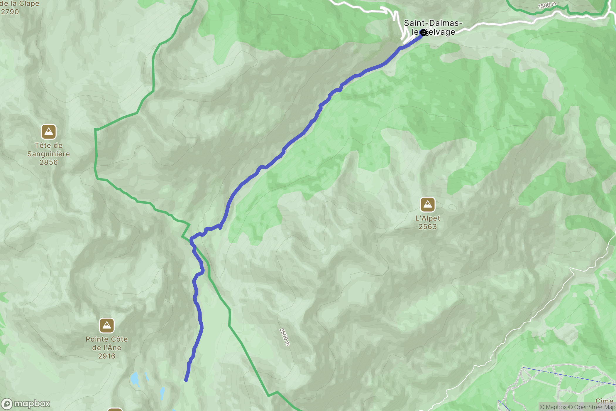 Saint-Dalmas-le-Selvage : carte du parcours de randonnée - France