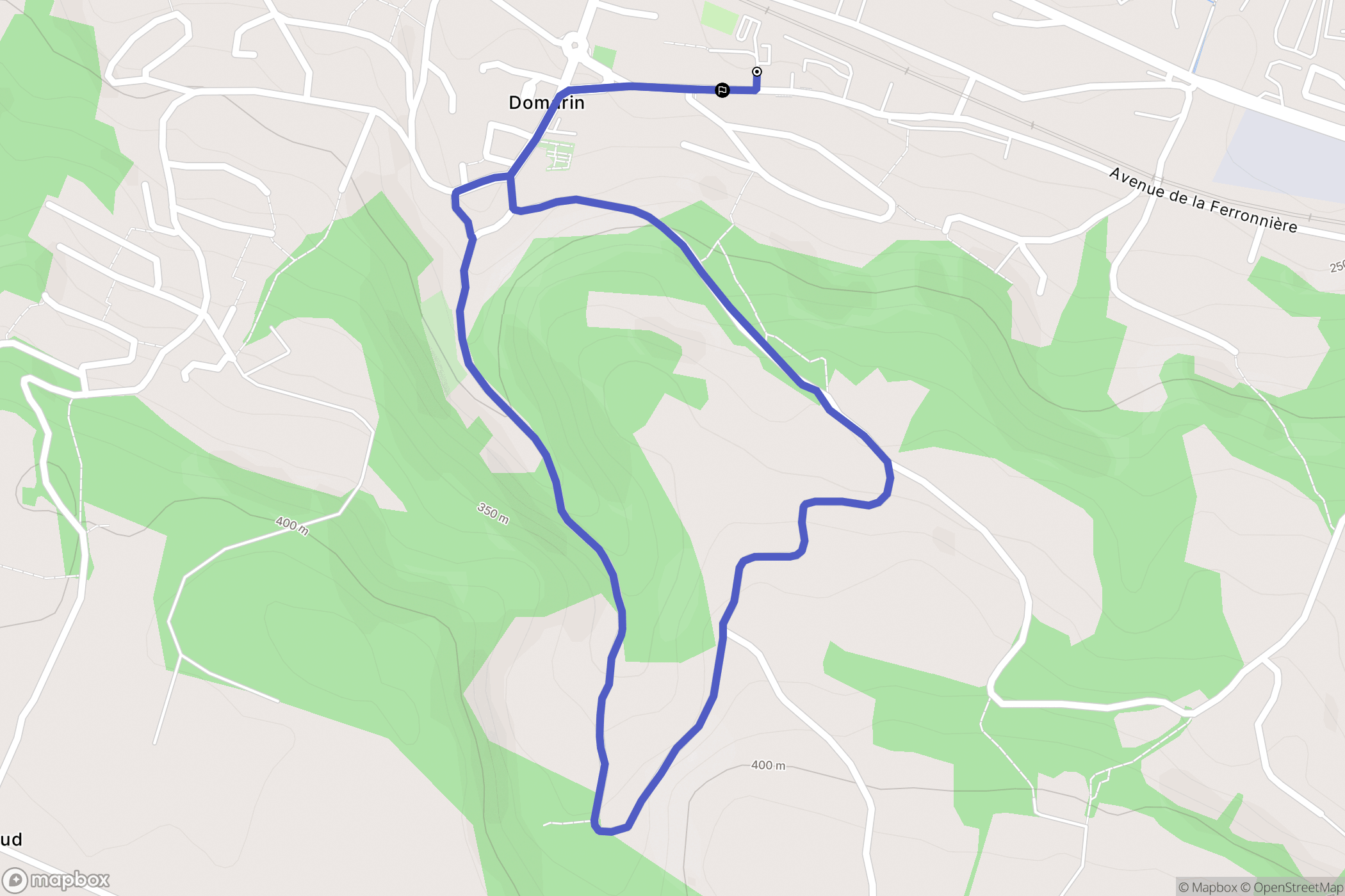 Domarin : carte du parcours de randonnée - France