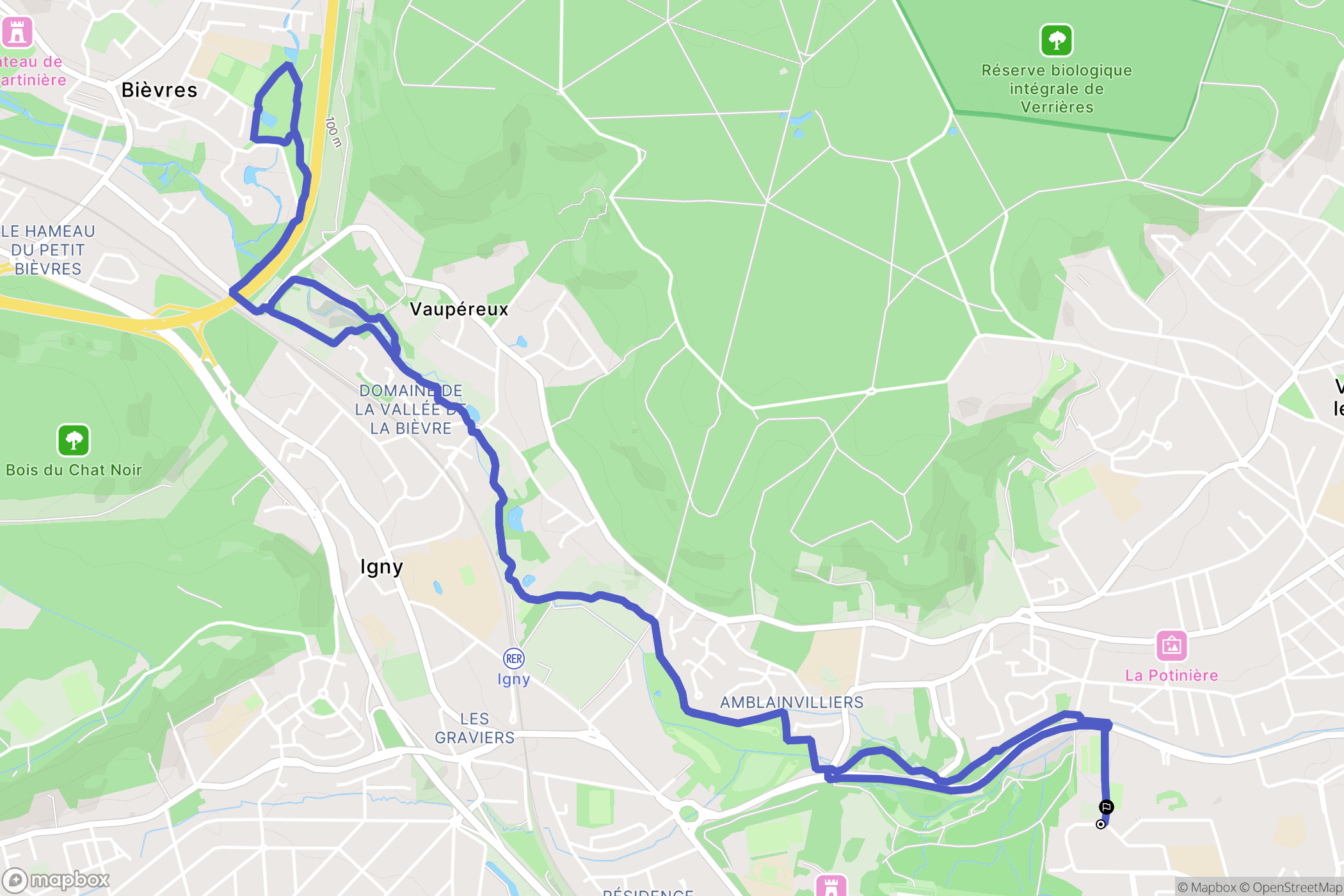 Massy : carte du parcours de randonnée - France