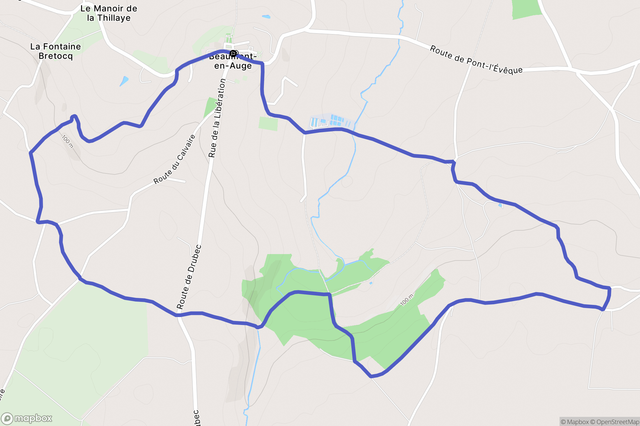 Beaumont-en-Auge : carte du parcours de randonnée - France