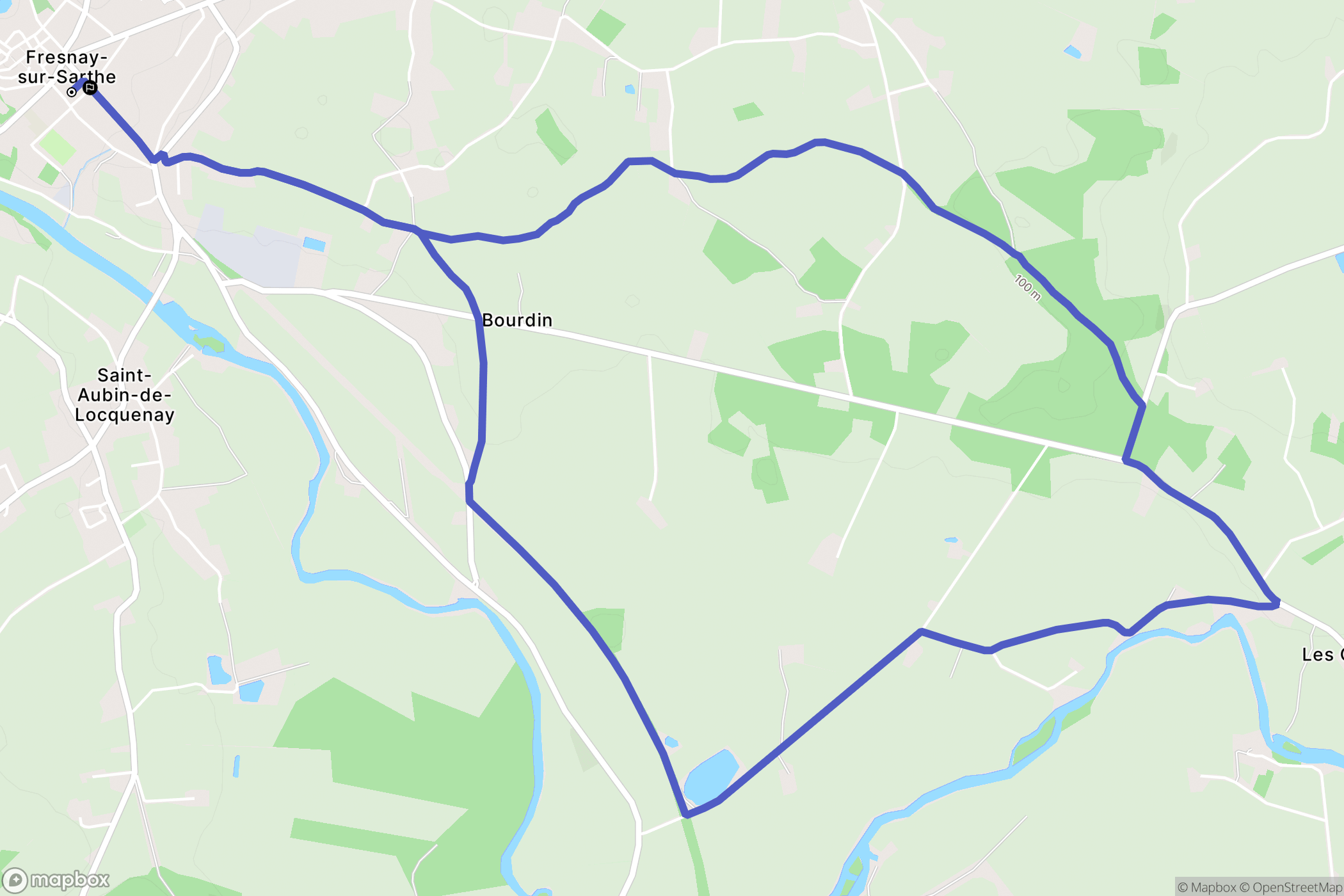 Fresnay-sur-Sarthe : carte du parcours de randonnée - France
