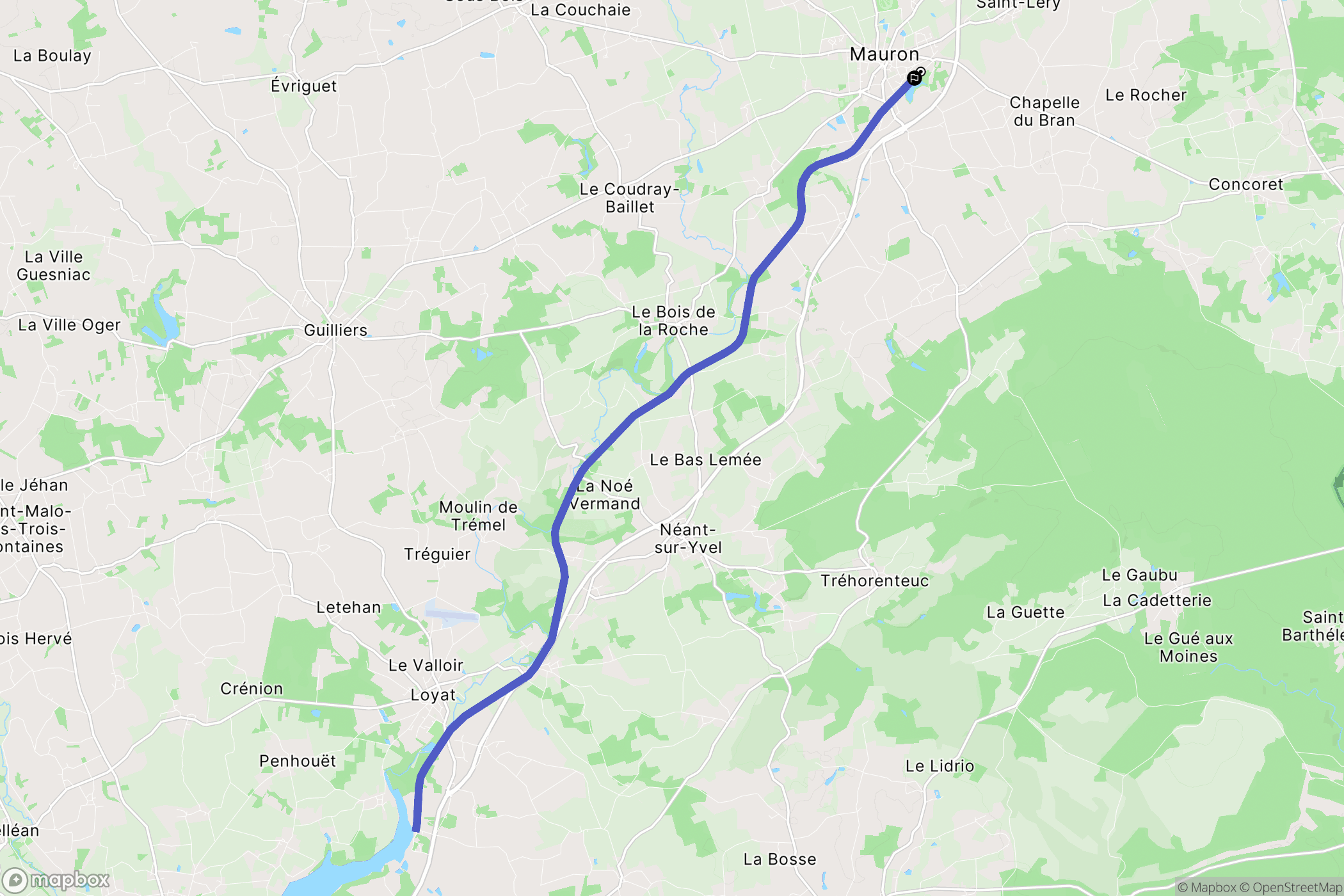 Mauron : carte du parcours de randonnée - France