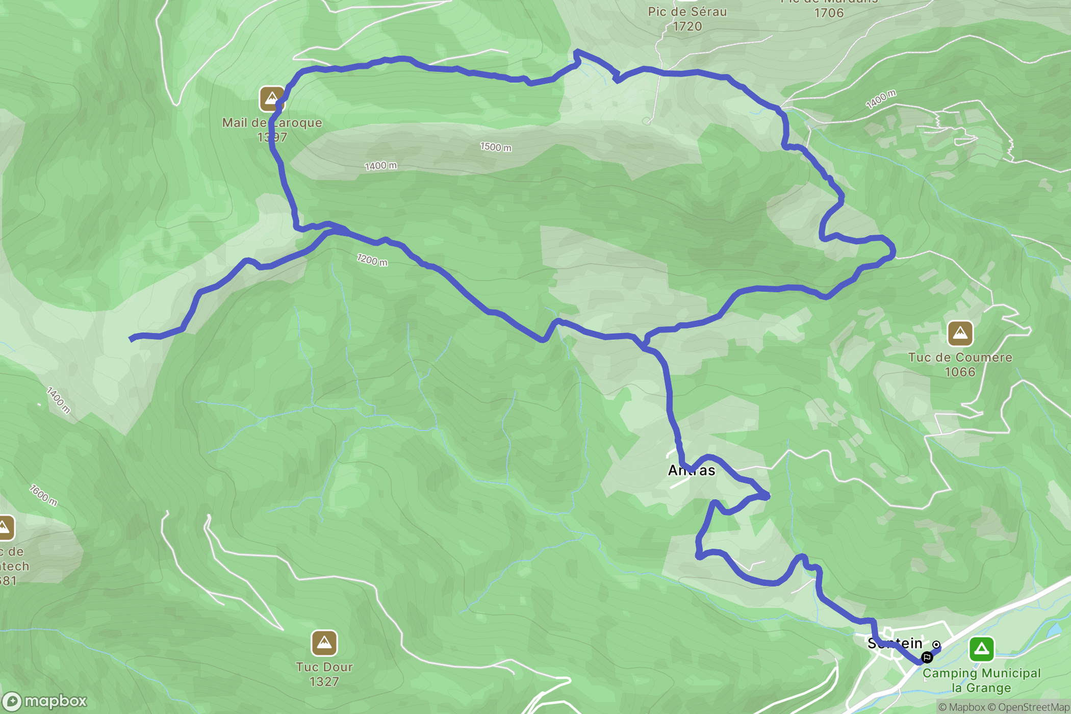 Sentein : carte du parcours de randonnée - France