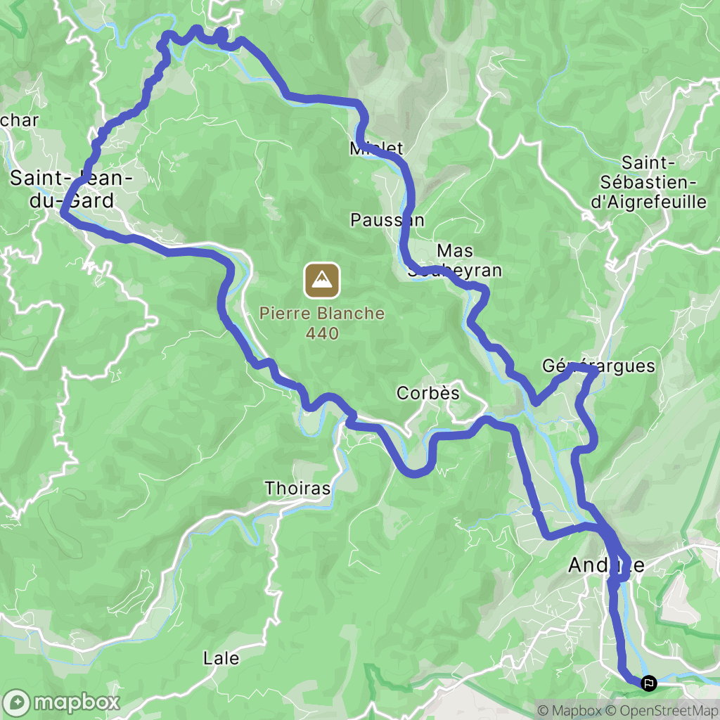 Anduze : carte du parcours de randonnée - France