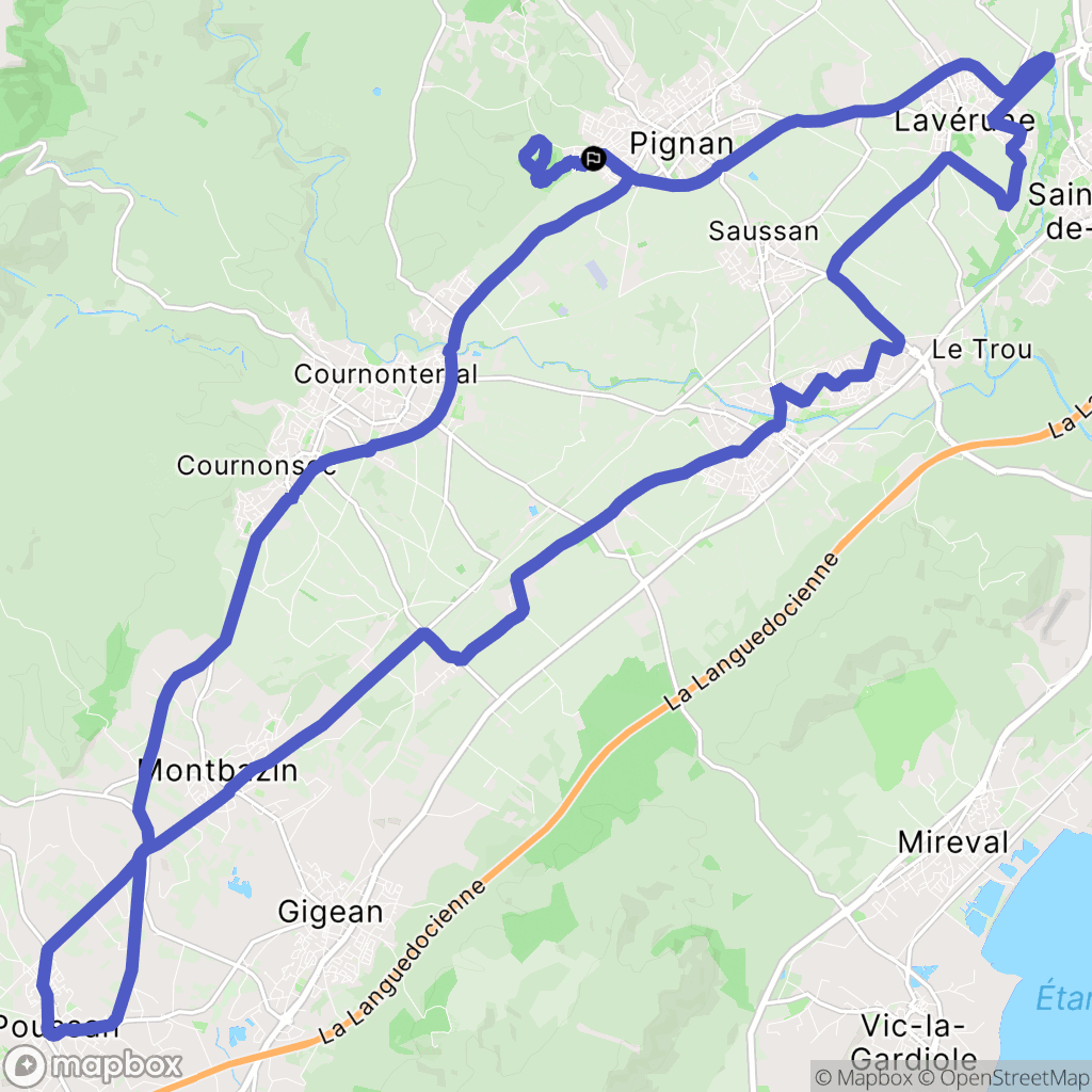 Pignan : carte du parcours de randonnée - France