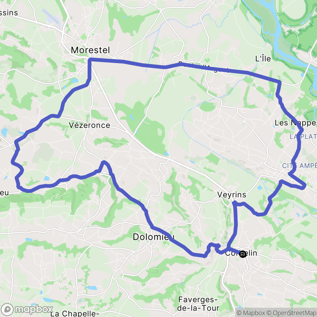 Corbelin : carte du parcours de randonnée - France