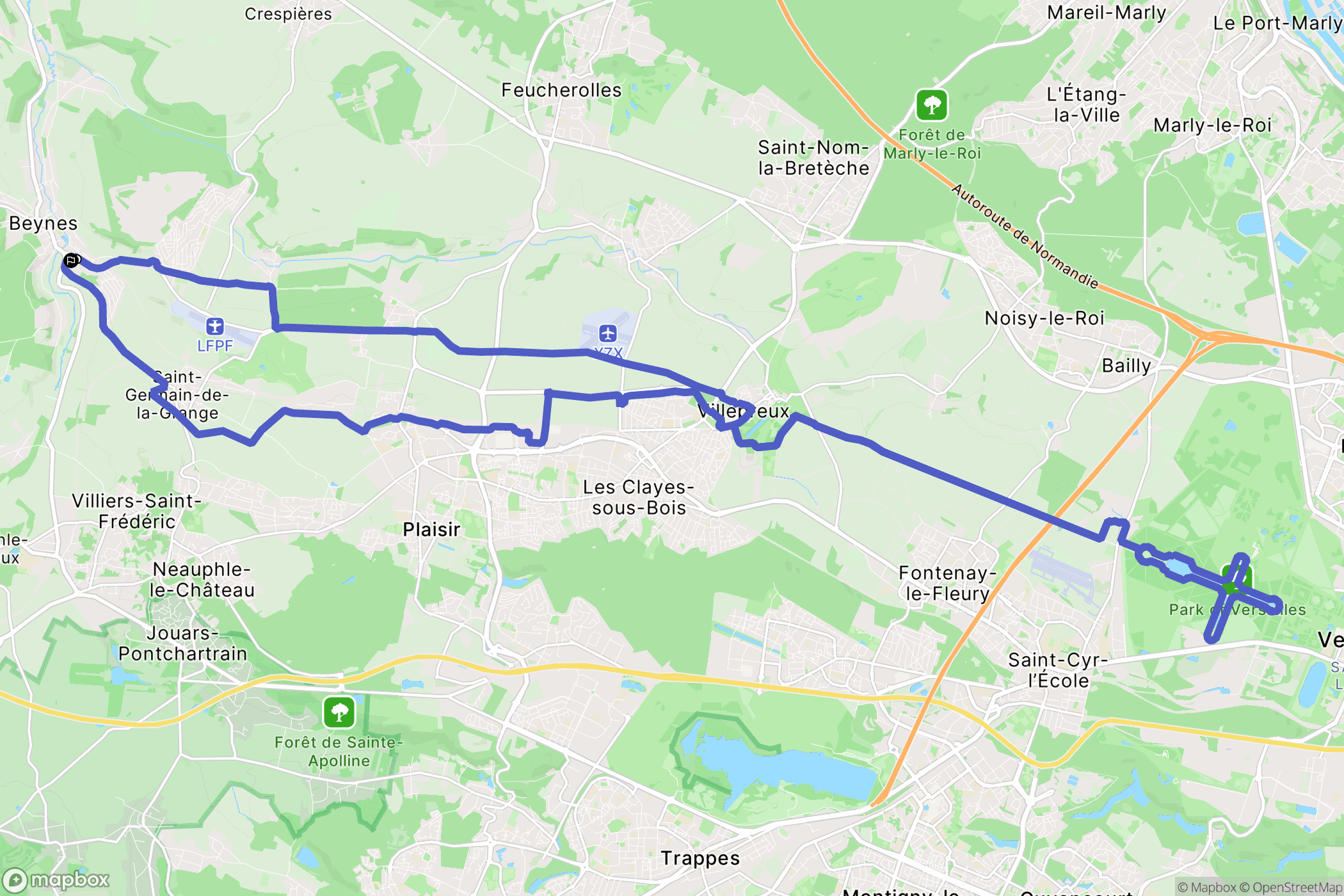 Beynes : carte du parcours de randonnée - France