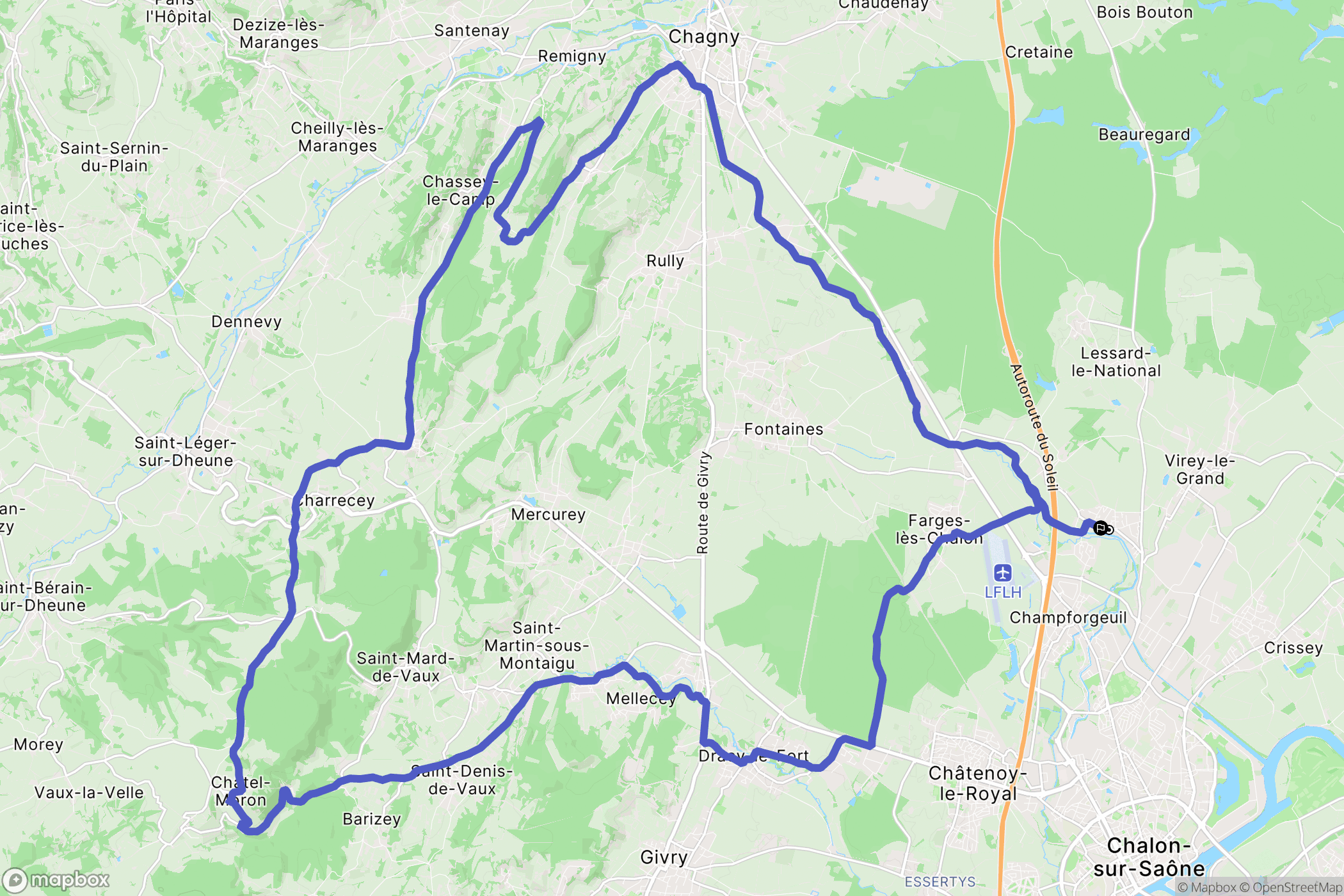 Fragnes-la-Loyère : carte du parcours de randonnée - France