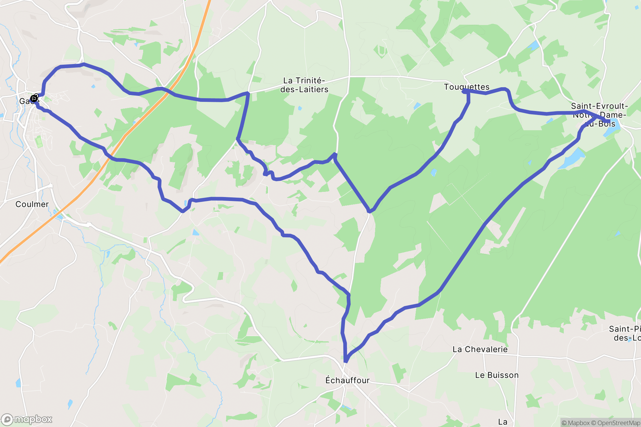 Gacé : carte du parcours de randonnée - France