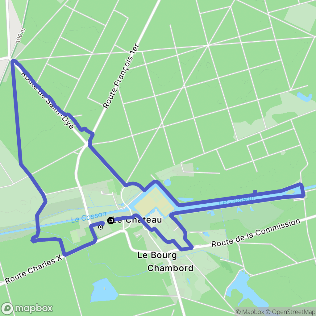 Chambord : carte du parcours de randonnée - France