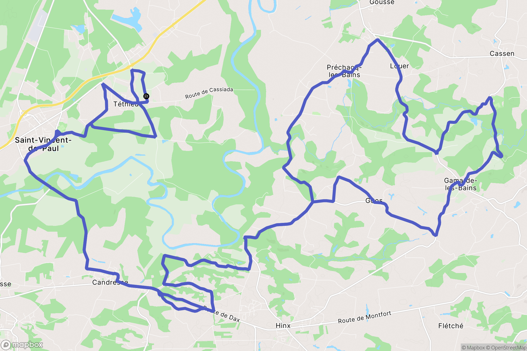 Téthieu : carte du parcours de randonnée - France
