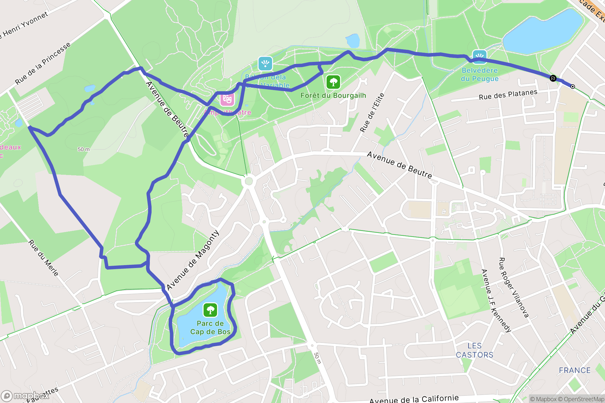 Pessac : carte du parcours de randonnée - France