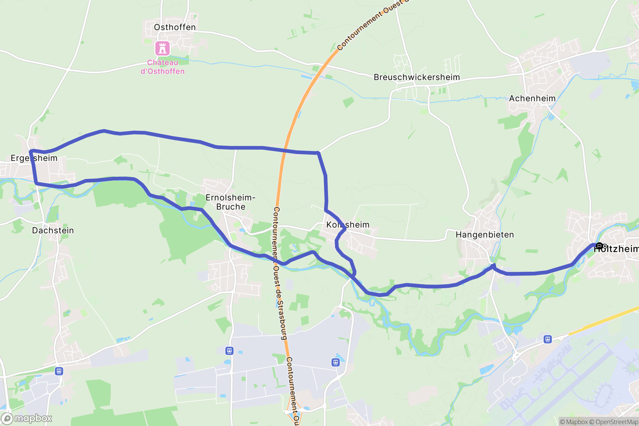 Holtzheim : carte du parcours de randonnée - France