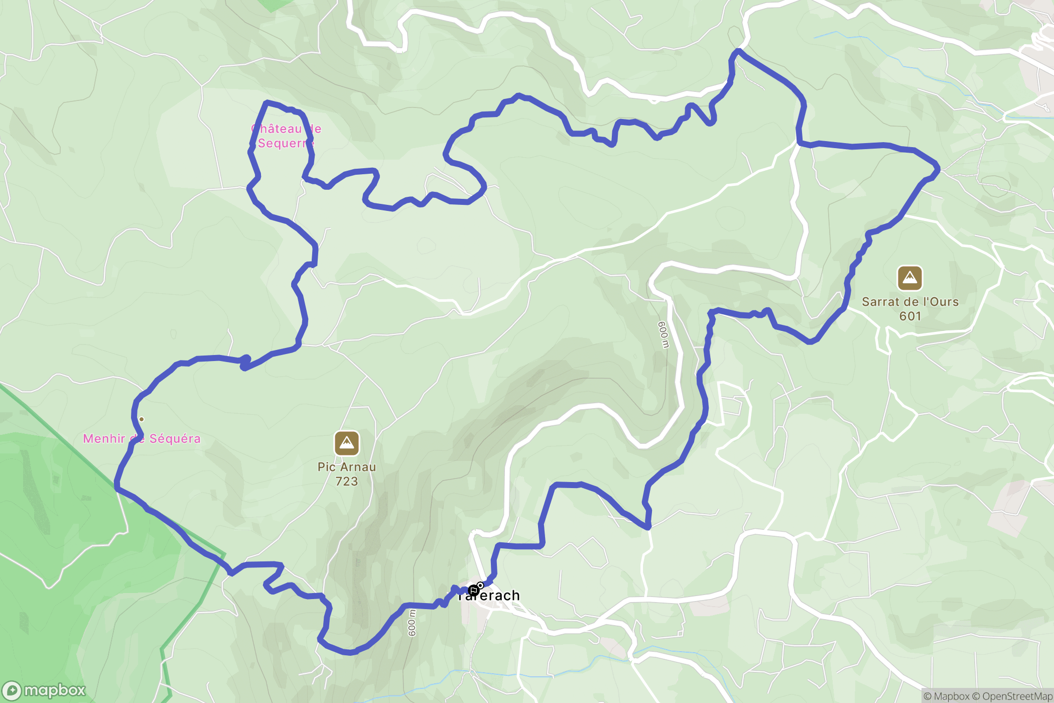Tarerach : carte du parcours de randonnée - France