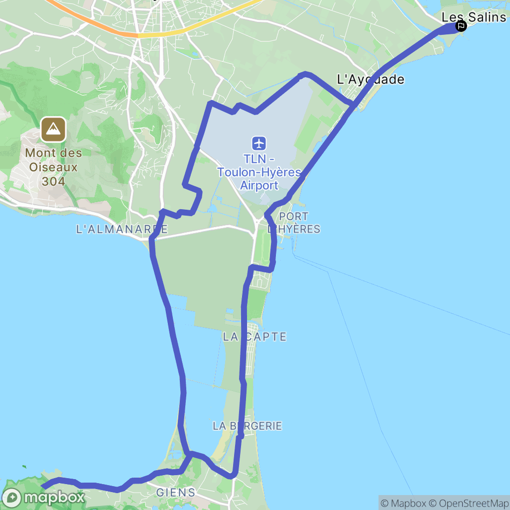 Hyères : carte du parcours de randonnée - France