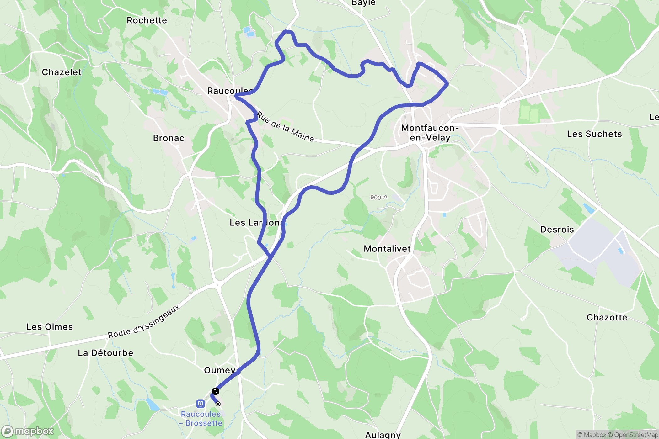 Raucoules : carte du parcours de randonnée - France
