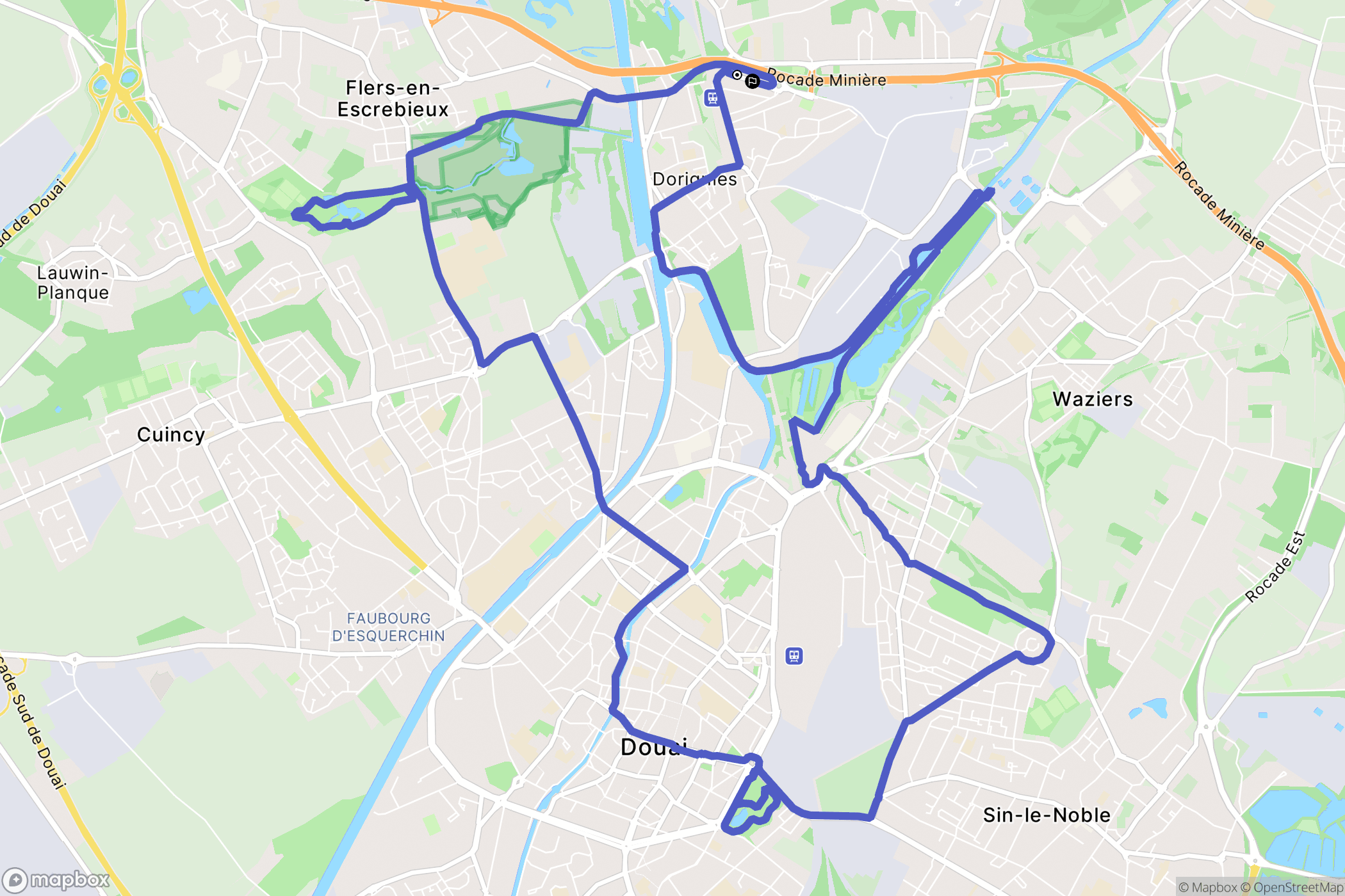 Flers-en-Escrebieux : carte du parcours de randonnée - France