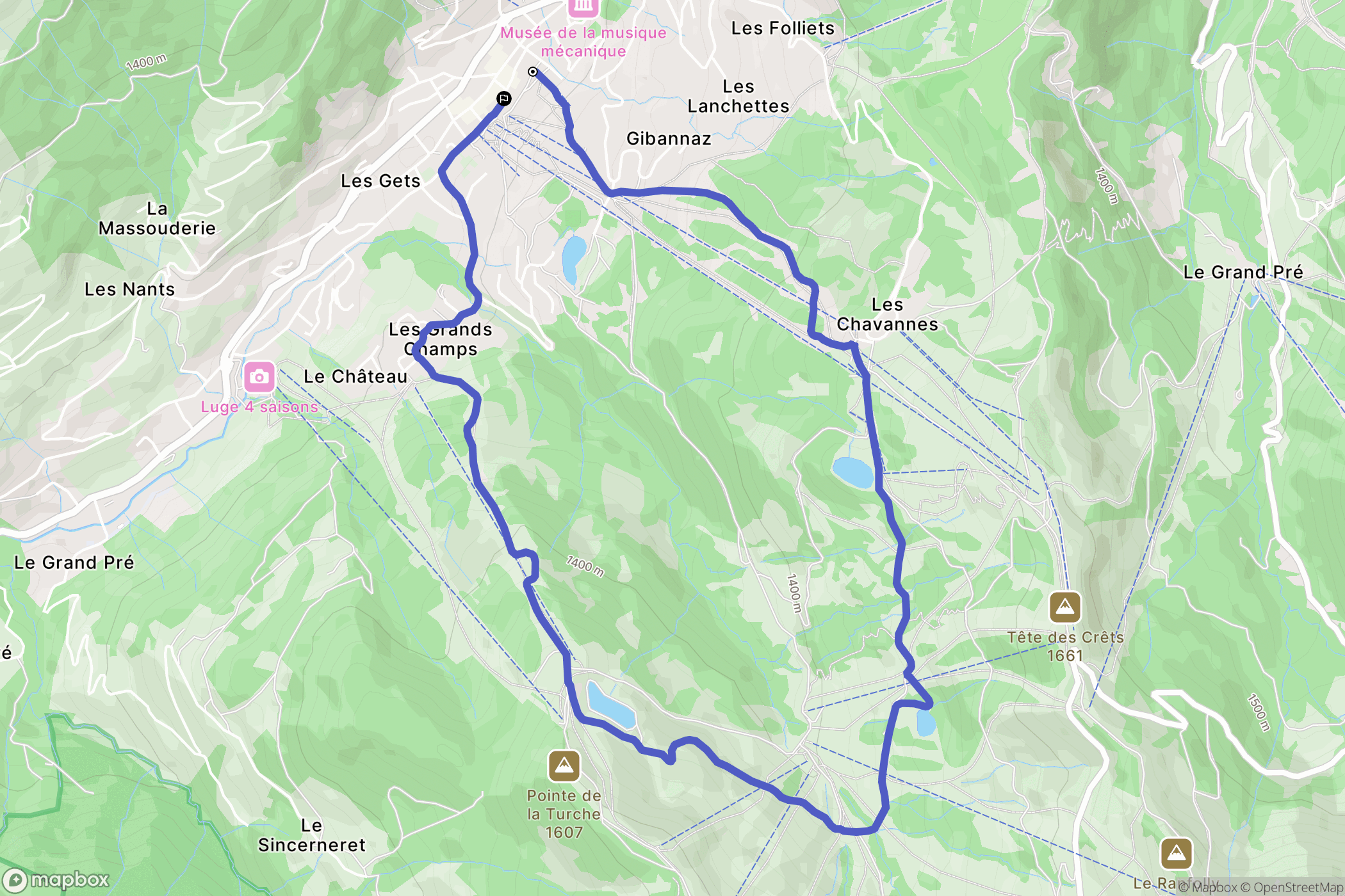 Les Gets : carte du parcours de randonnée - France