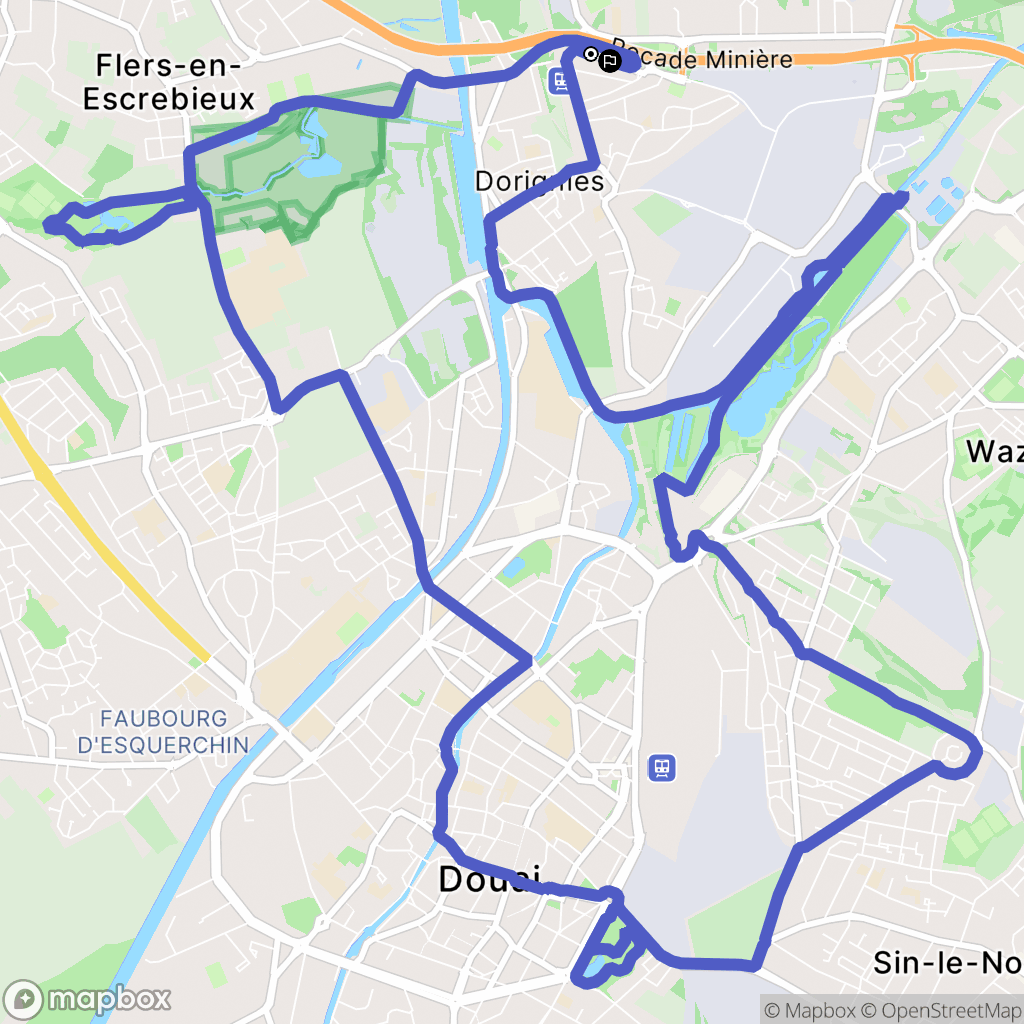 Flers-en-Escrebieux : carte du parcours de randonnée - France